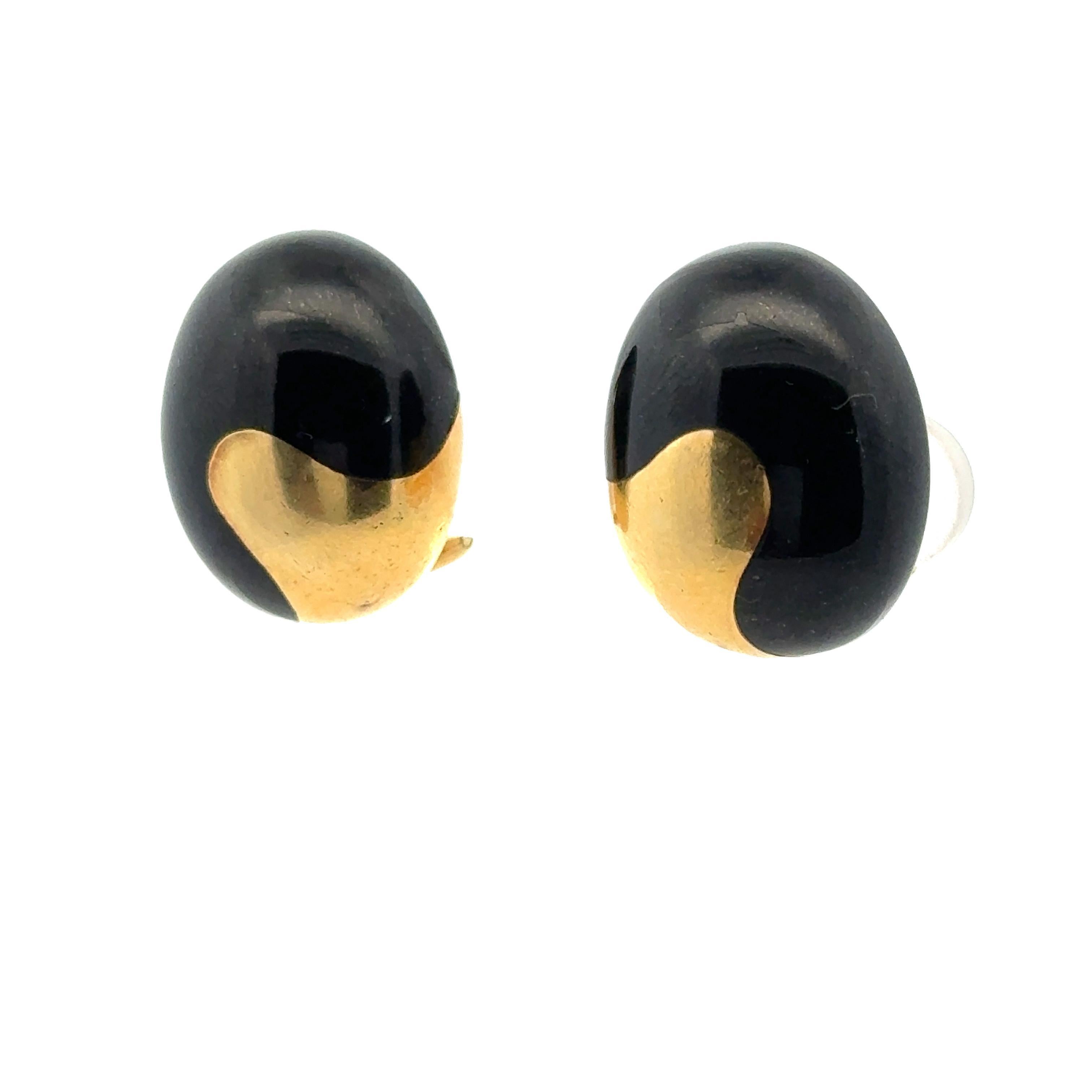 Vintage Tiffany & Company 'Yin Yang' Ohr-Clip-Ohrringe aus schwarzem Onyx (Moderne)