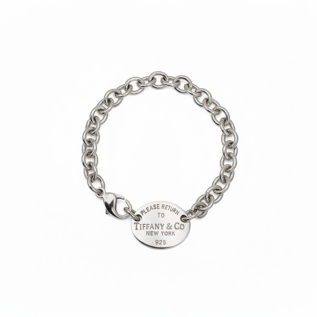 Bracciale Vintage Tiffany & Co. Ultra Oval Tag  in argento sterling
