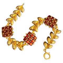 Vintage Tiffany Garnet and 14 Karat Yellow Gold Link Bracelet