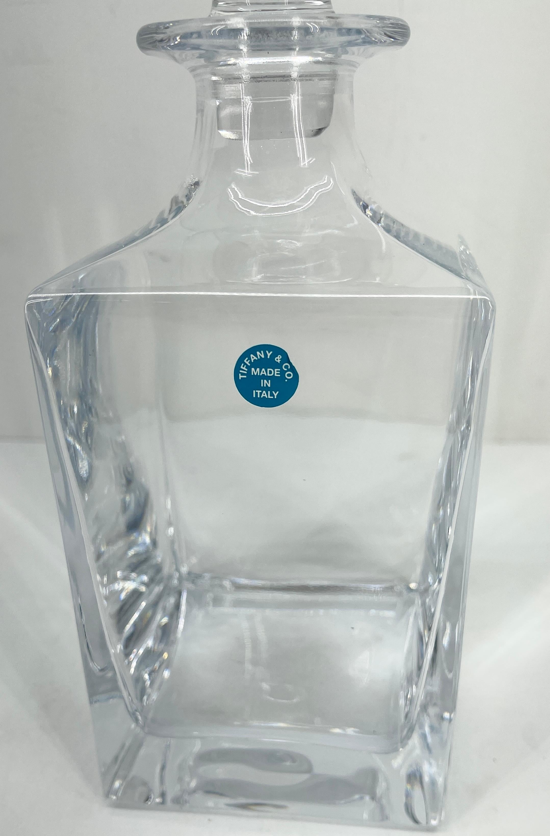 Mid-Century Modern Vintage Tiffany & Co. Glass Decanter, Made in Italy 