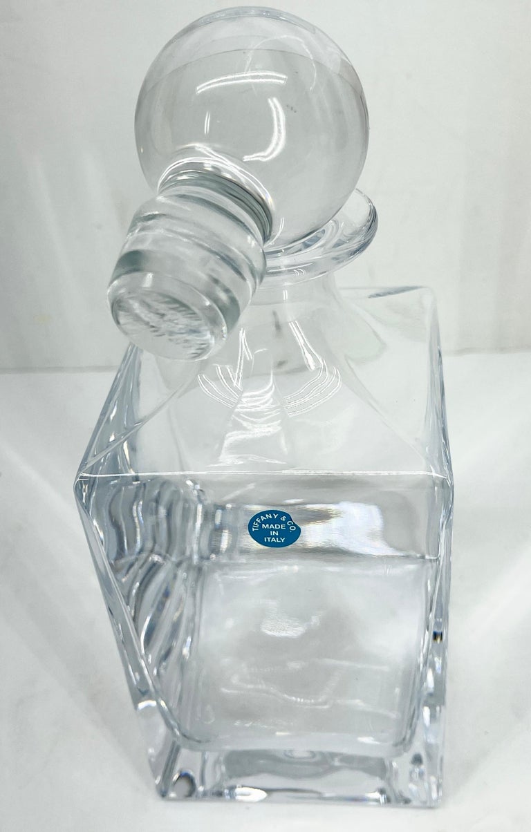 Mid-20th Century Vintage Tiffany & Co. Glass Decanter, Made in Italy  For Sale