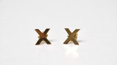 Vintage Tiffany Inspired 14k Solid Gold "X" Stud Earrings