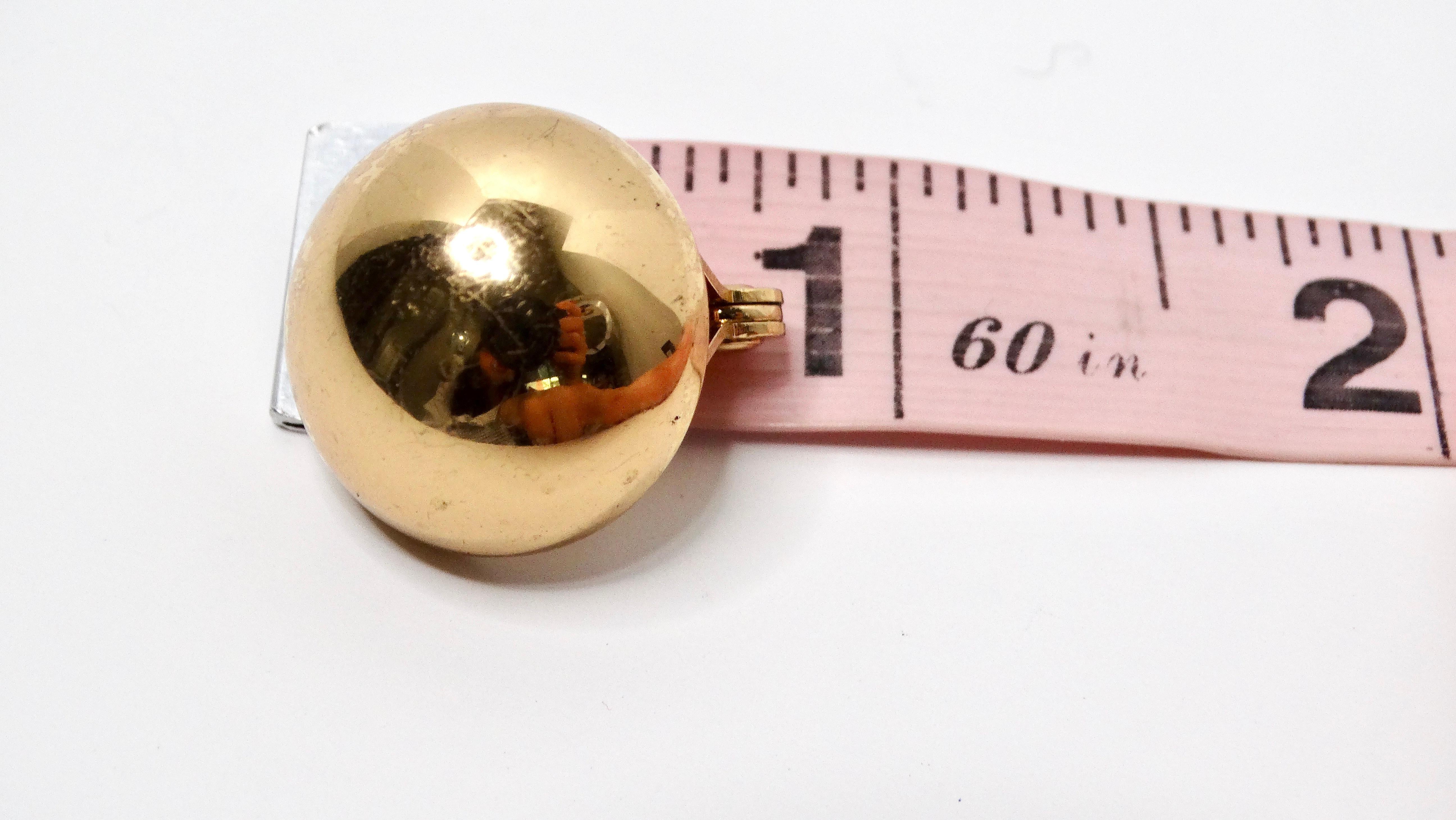Vintage Tiffany Inspired Monet 14k Gold Plated Round Dome Clip-On Earrings For Sale 1