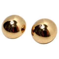 Vintage Tiffany Inspired Monet 14k Gold Plated Round Dome Clip-On Earrings