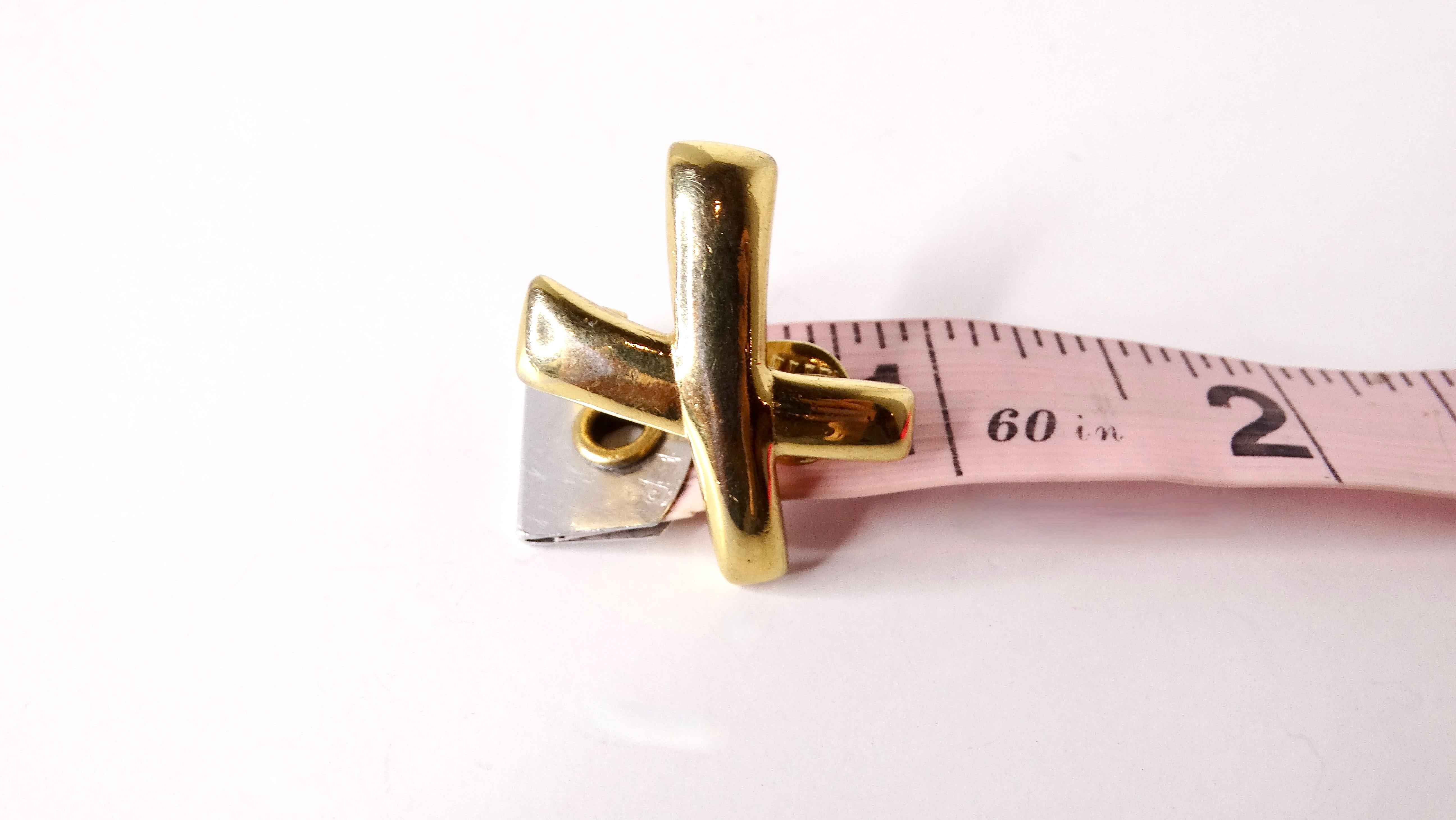 Vintage Tiffany inspirierte Monet Crossed Band 14k vergoldete Ohrringe, Vintage Damen im Angebot
