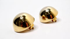 Vintage Tiffany Inspired Two-Toned 14k Gold Dome Clip-On Earrings