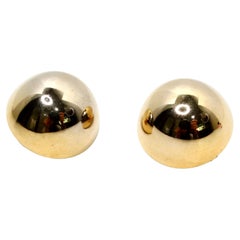 Vintage Tiffany Inspired Two-Toned 14k Gold Dome Clip-On Earrings