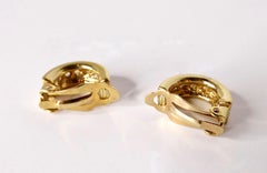 Vintage Tiffany Inspired Two-Toned 18k Gold Plated Clip-On Hoop Earrings