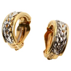 Vintage Tiffany inspiriert zweifarbig 18k Gold plattiert Clip-On Hoop-Ohrringe
