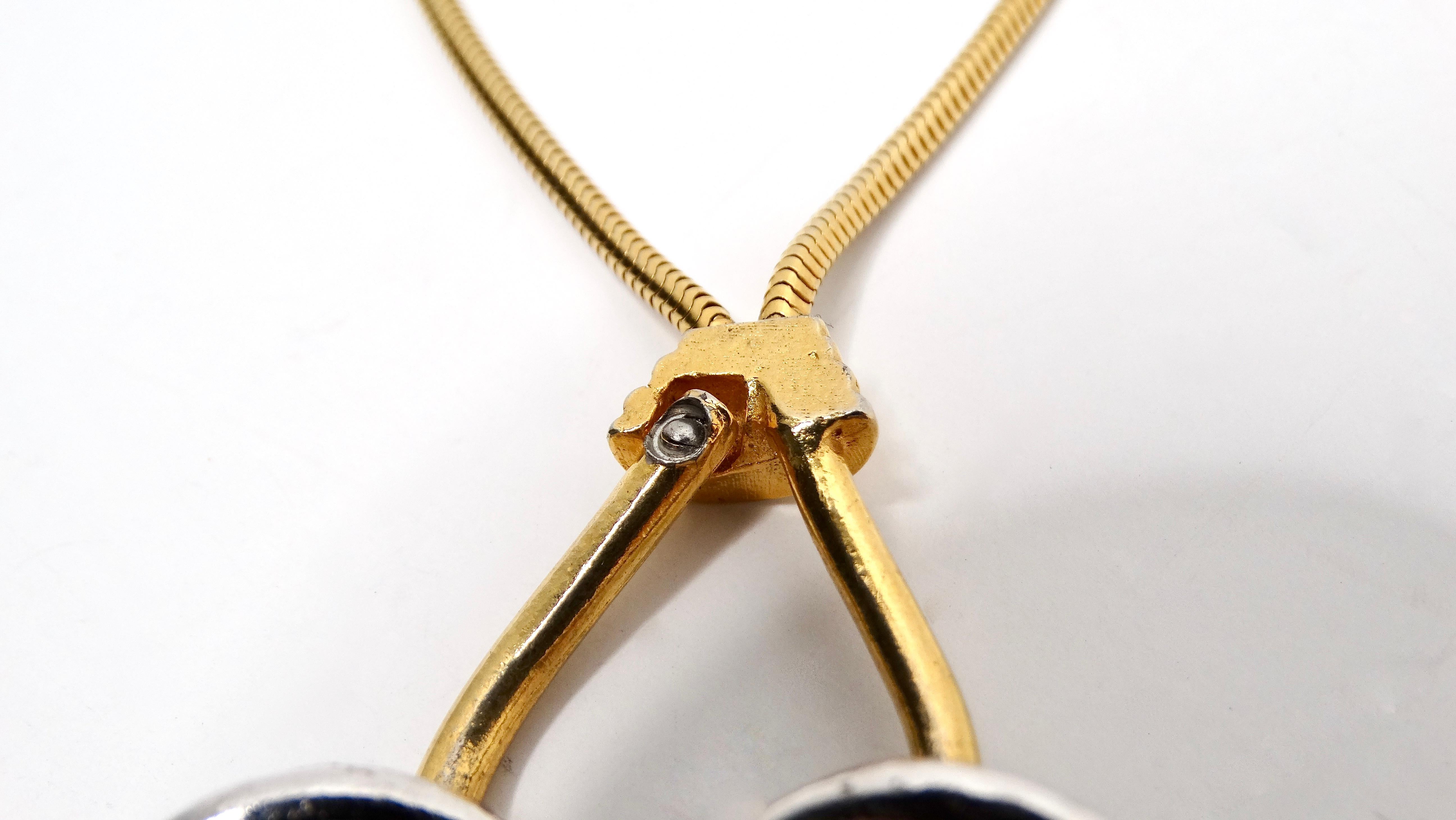 Collana con ciondolo Quadrifolio d'ispirazione Tiffany d'epoca, placcata in oro 18 carati, a due toni in vendita 1
