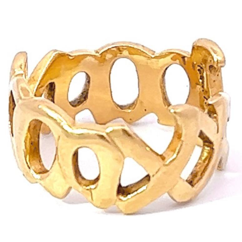 Vintage Tiffany Paloma Picasso Graffiti XO 18 Karat Gold Band Ring In Excellent Condition In Beverly Hills, CA