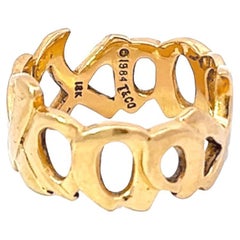 Vintage Tiffany Paloma Picasso Graffiti XO 18 Karat Gold Band Ring
