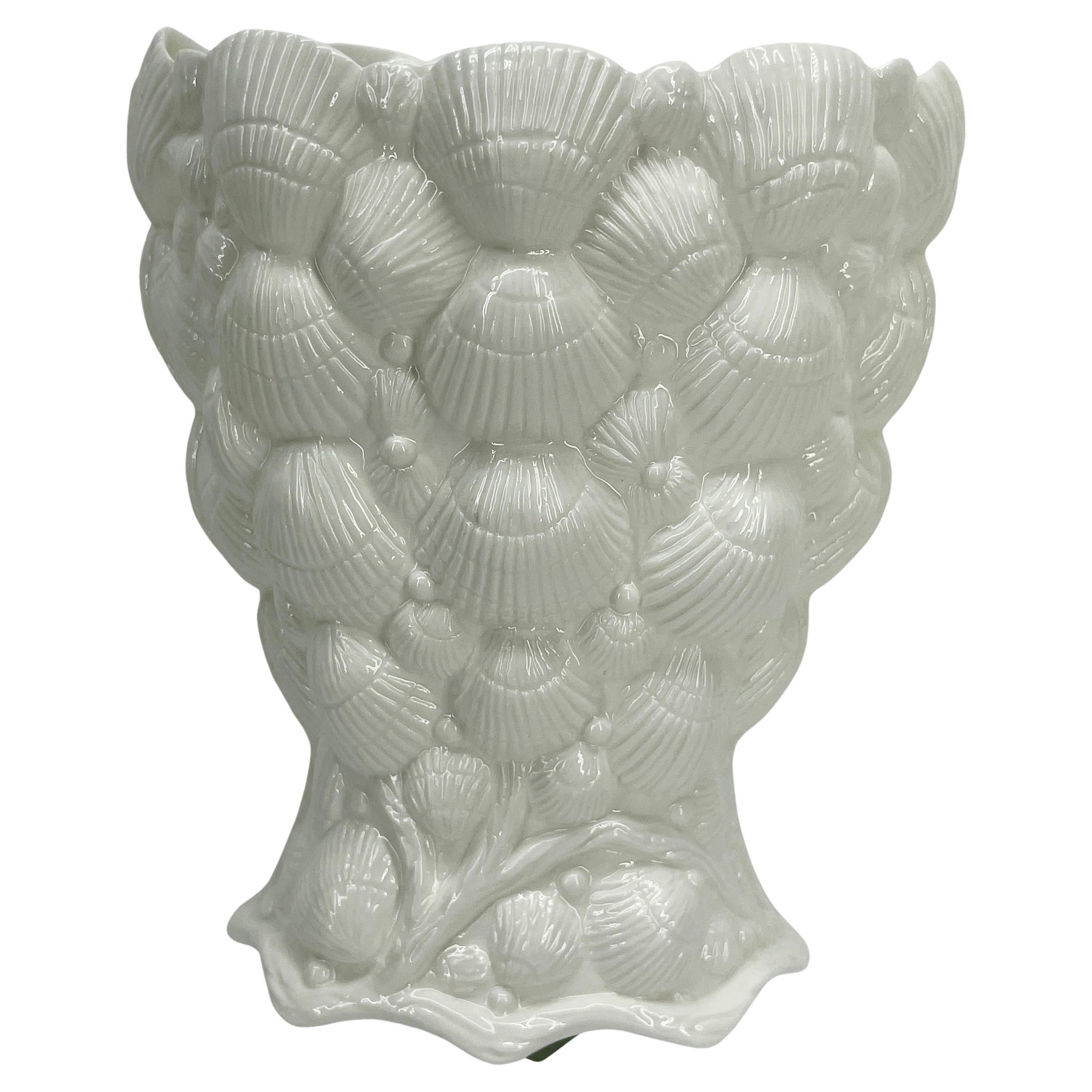Vintage Tiffany Seashell Vase by Sybil Connolly, White Porcelain 1