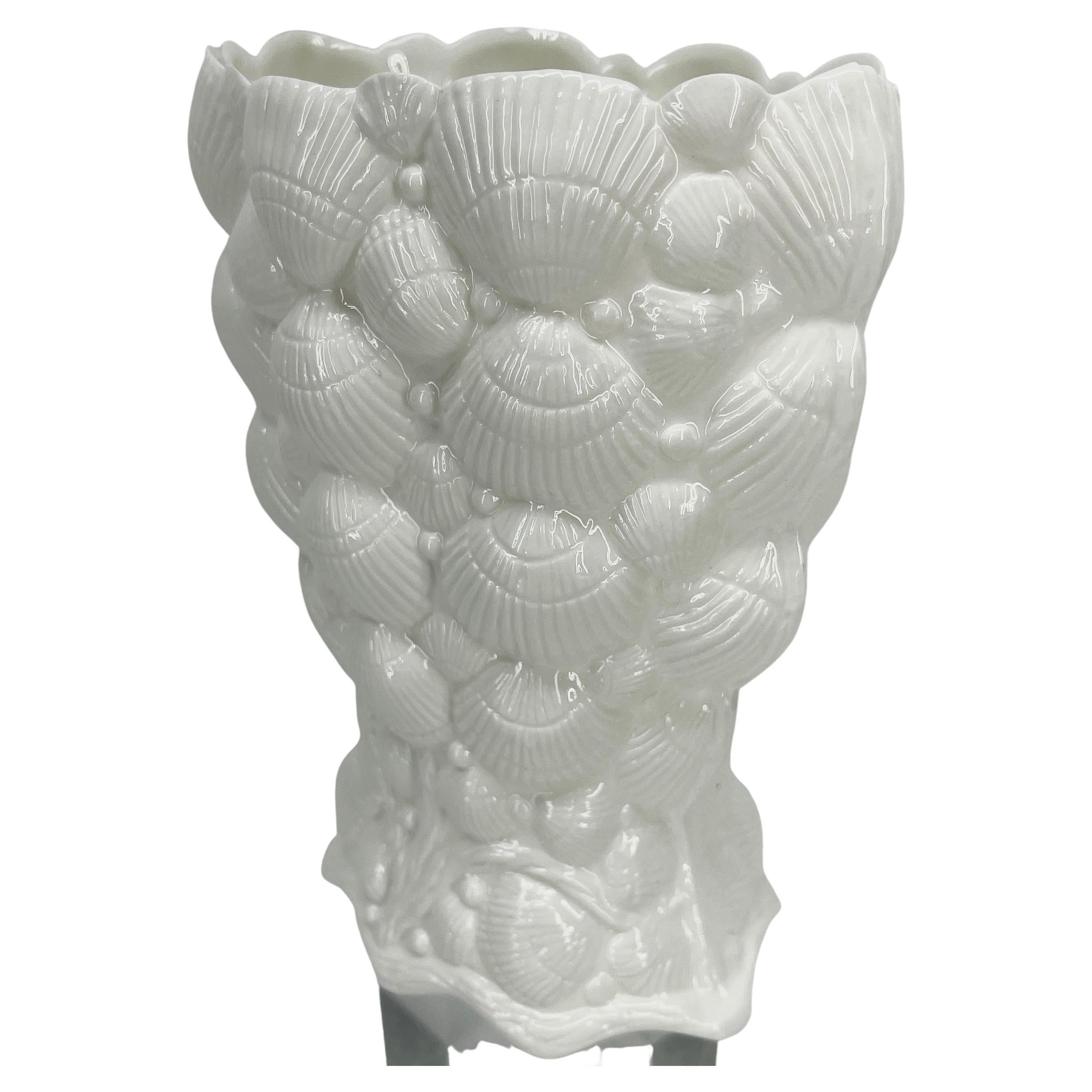 Vintage Tiffany Seashell Vase by Sybil Connolly, White Porcelain 3