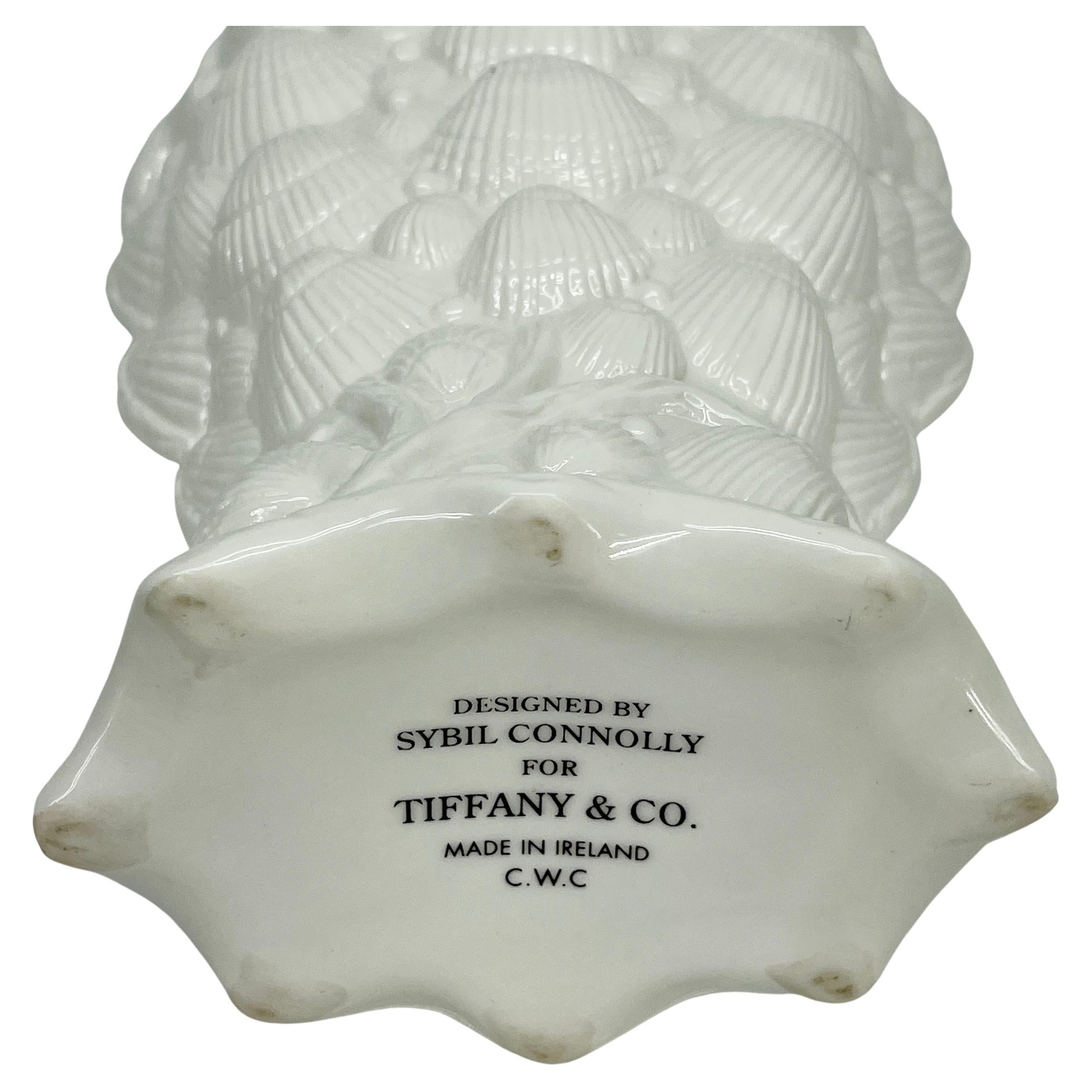 Vintage Tiffany Seashell Vase by Sybil Connolly, White Porcelain 5