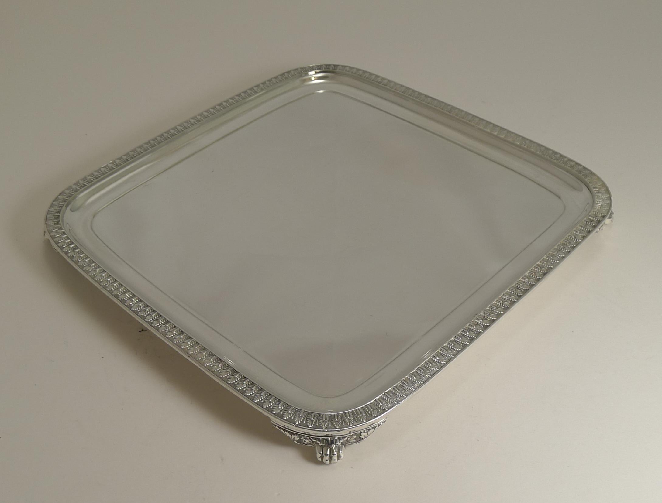 Vintage Tiffany Silver Plated Square Cocktail Tray or Salver 2