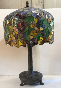 Vintage Tiffany Style Lamp with Foliage Design