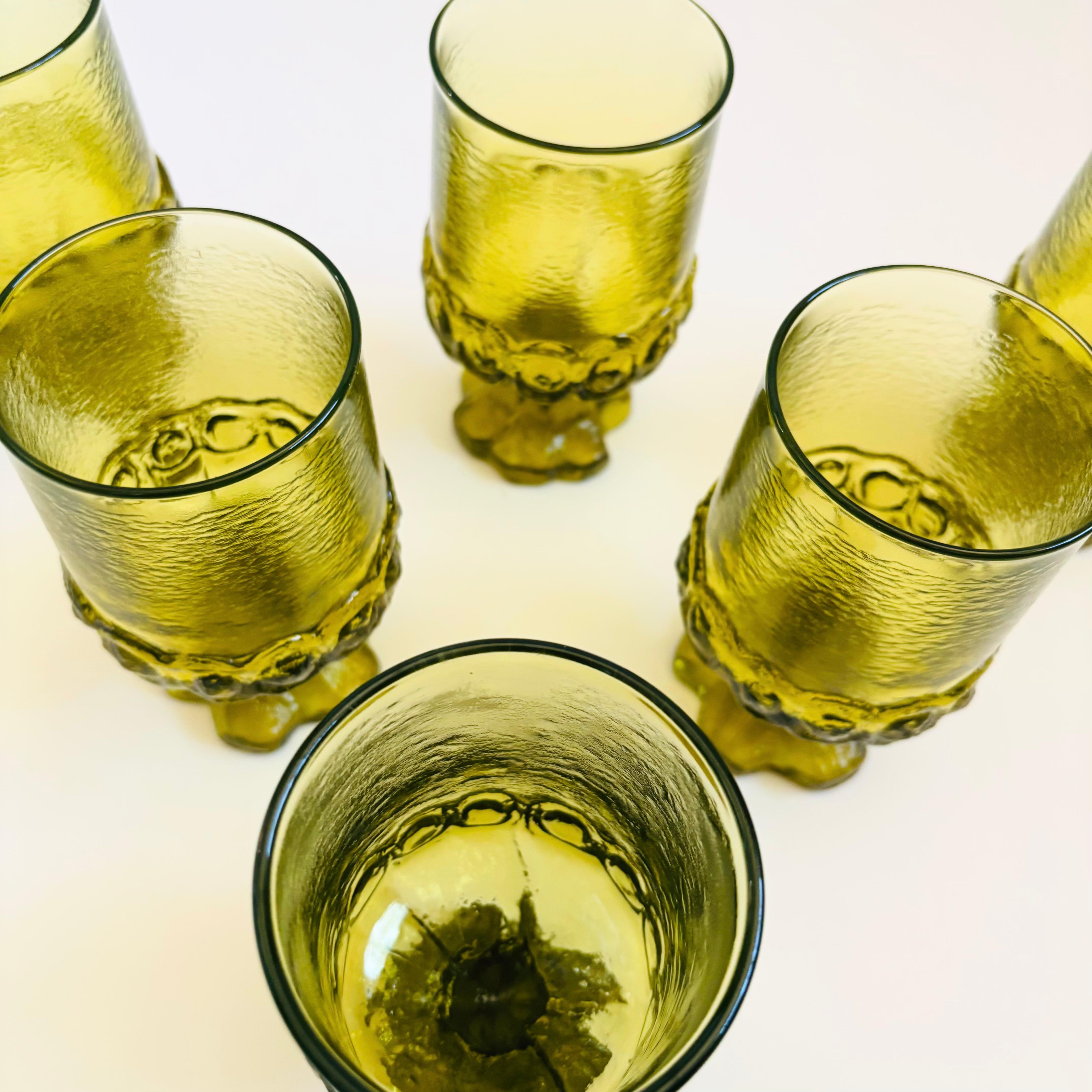 American Vintage Tiffin Franciscan Madeira Green Goblets - Set of 6 For Sale