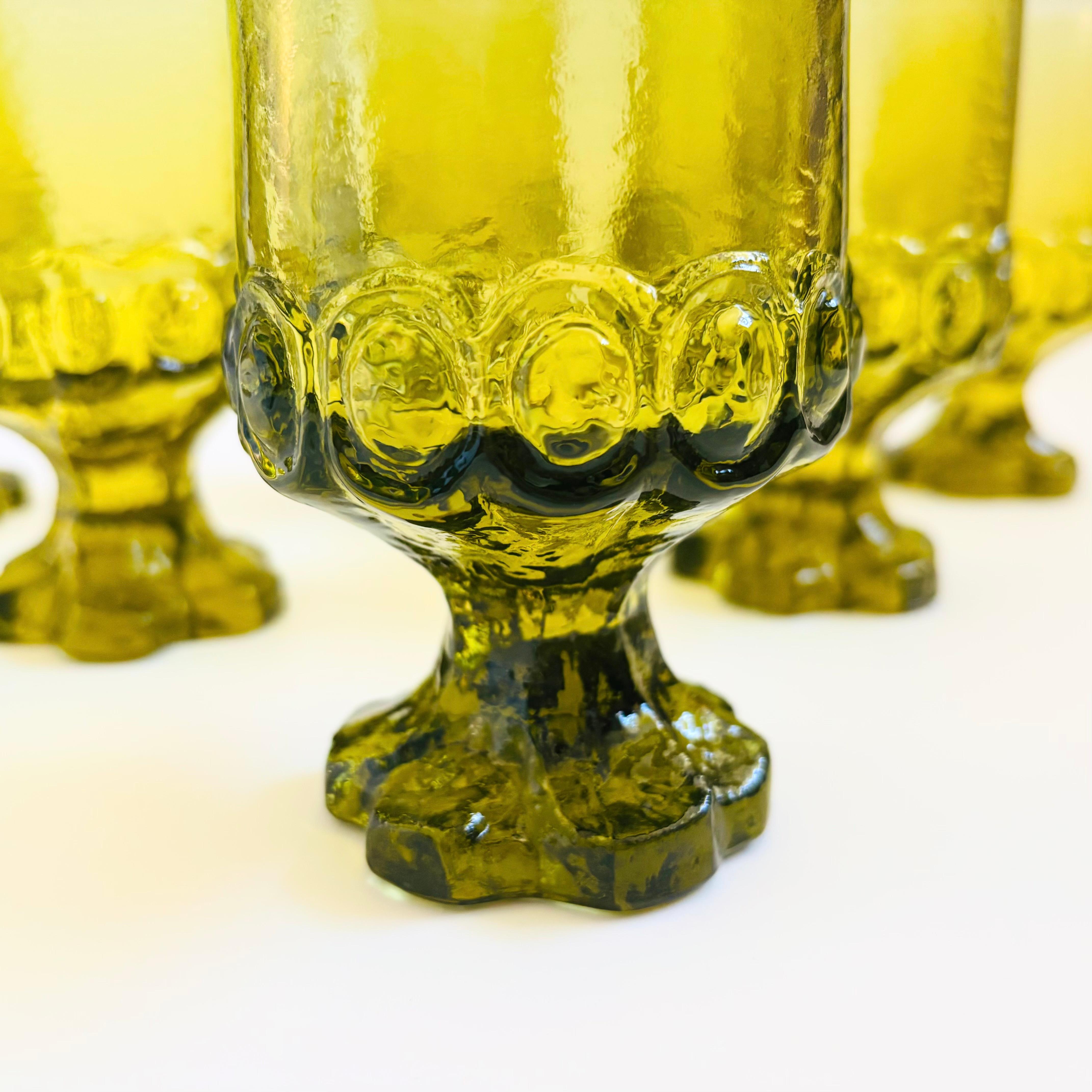 Vintage Tiffin Franciscan Madeira Green Goblets - Set of 6 In Good Condition For Sale In Fairfield, CA