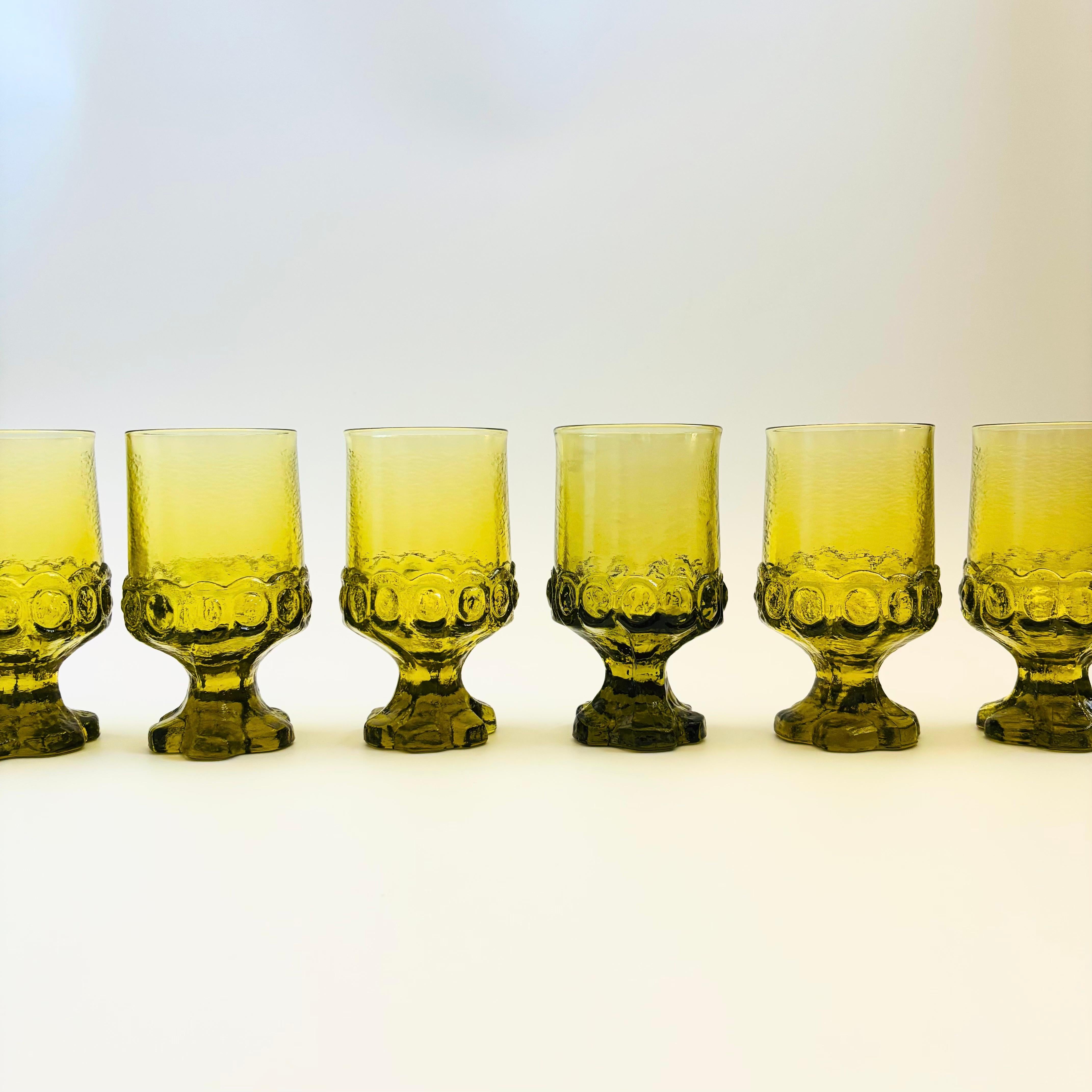 Glass Vintage Tiffin Franciscan Madeira Green Goblets - Set of 6 For Sale