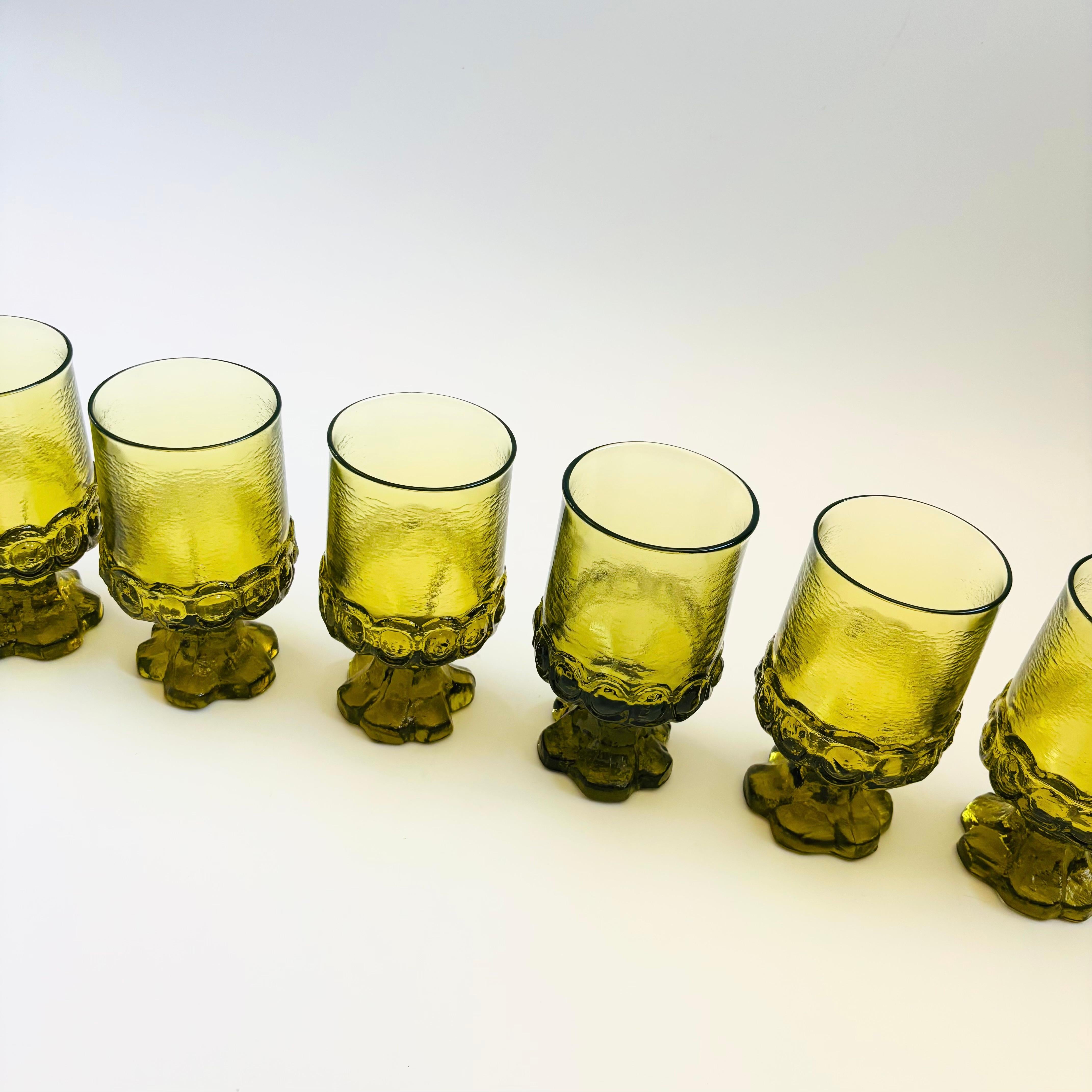 Vintage Tiffin Franciscan Madeira Green Goblets - Set of 6 For Sale 1