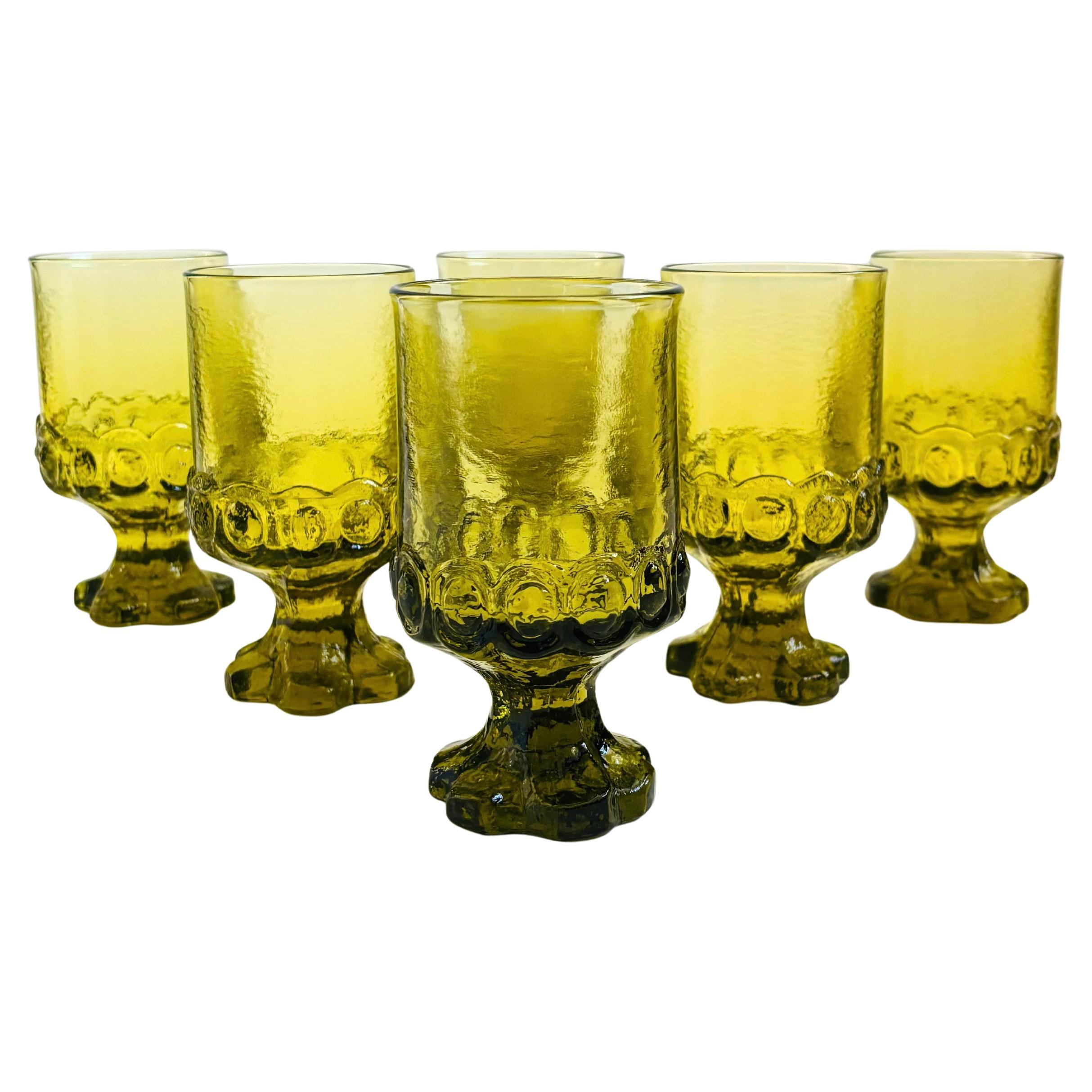 Vintage Tiffin Franciscan Madeira Green Goblets - Set of 6
