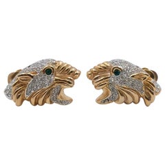 Vintage Tiger Earrings 1960
s With Rhinestones