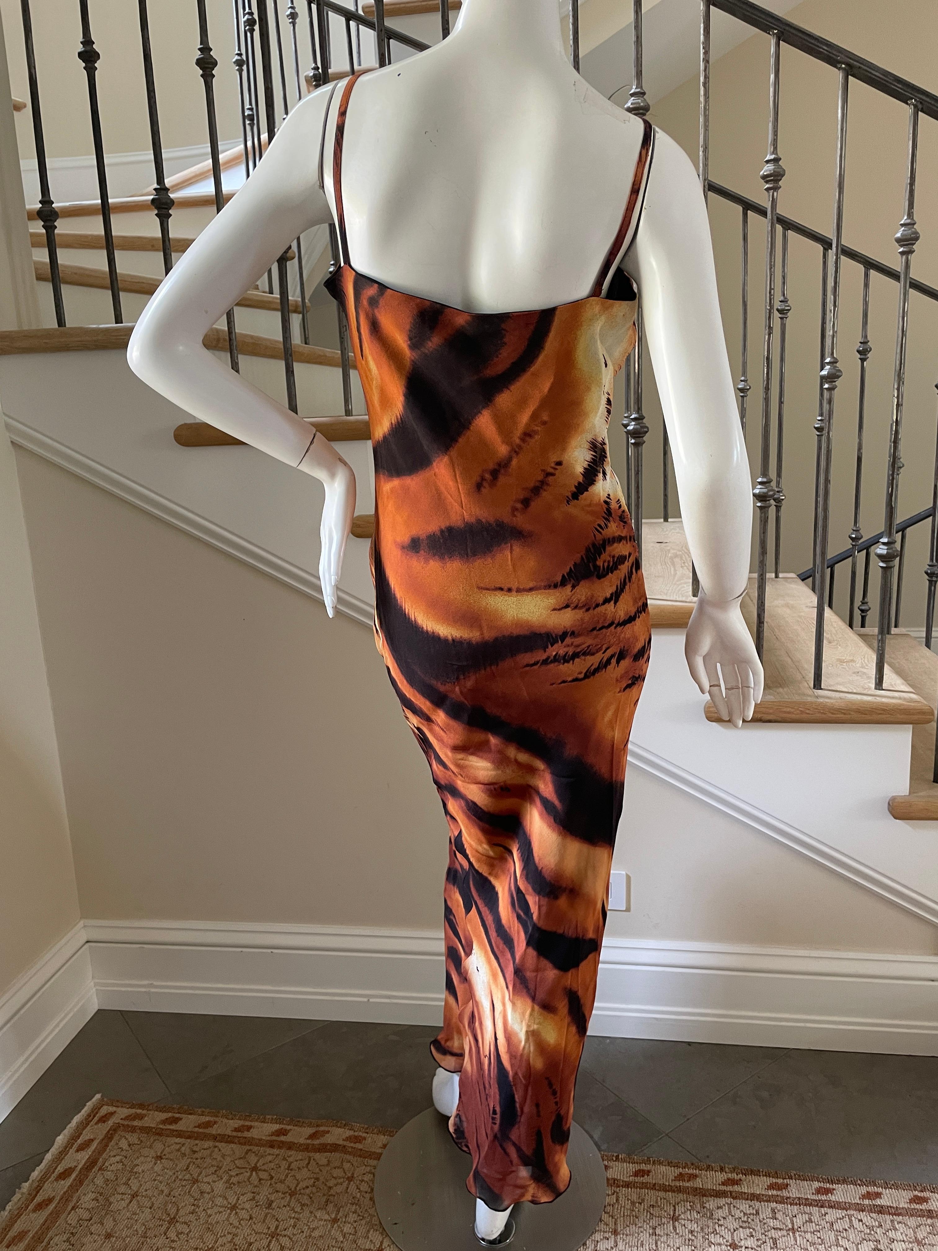 Vintage Tiger Head Print Bias Cut Evening Dress 1990's Made in Italy  3