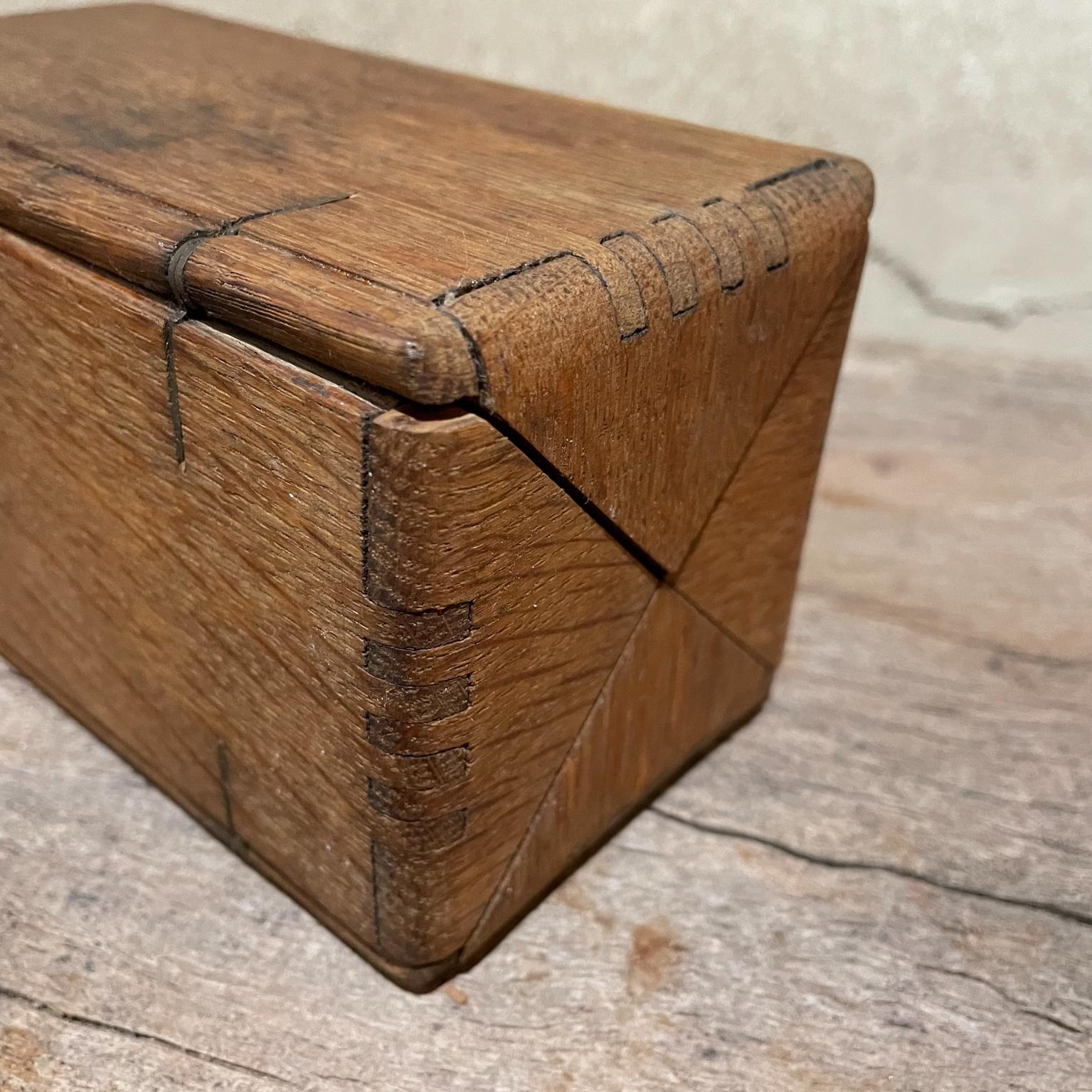 American Vintage Tiger Oak Antique Folding Wood Puzzle Box Red Felt Lining by Singer