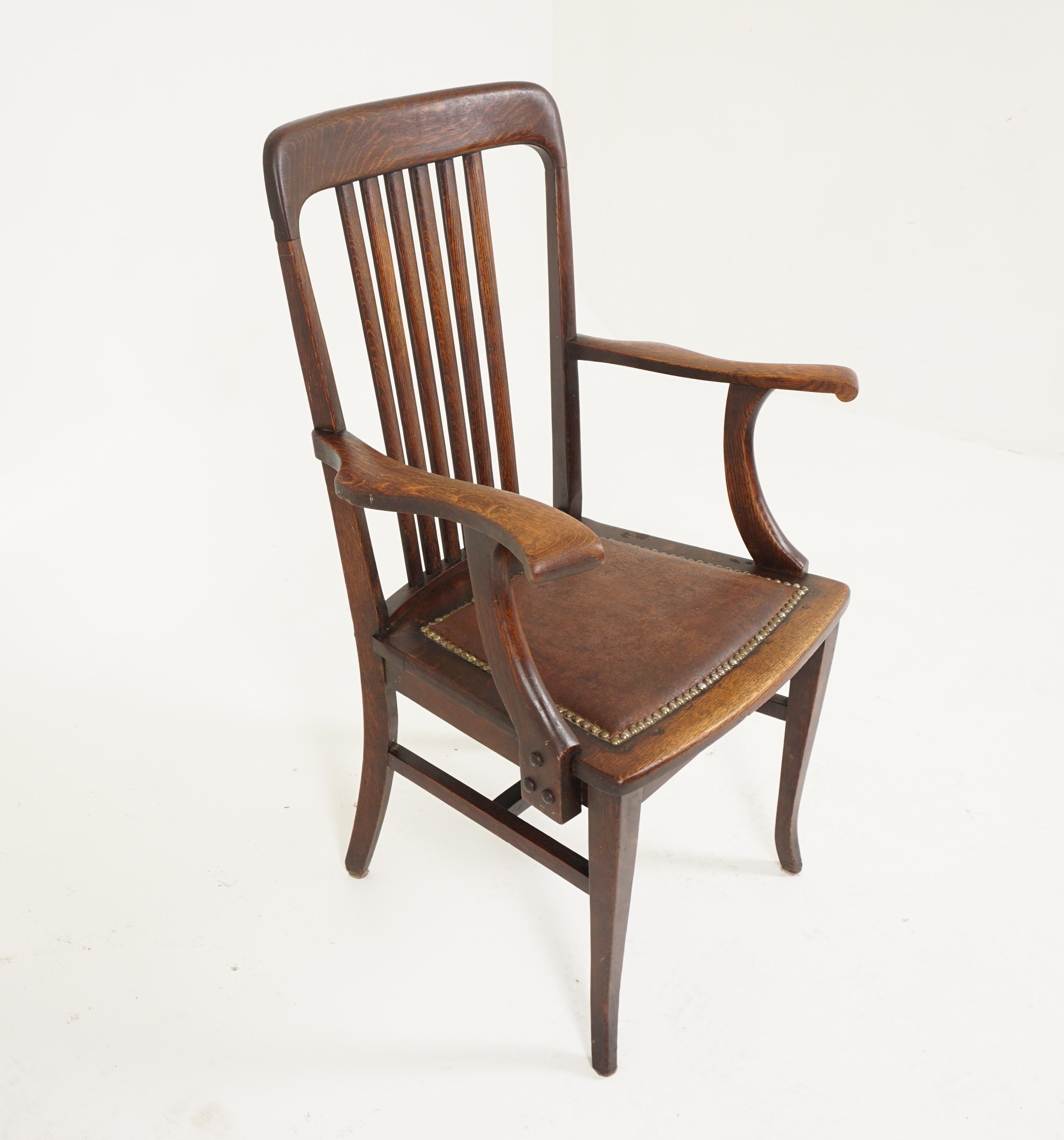 American Vintage Tiger Oak Arm Chair, Dining Chair, America, 1920