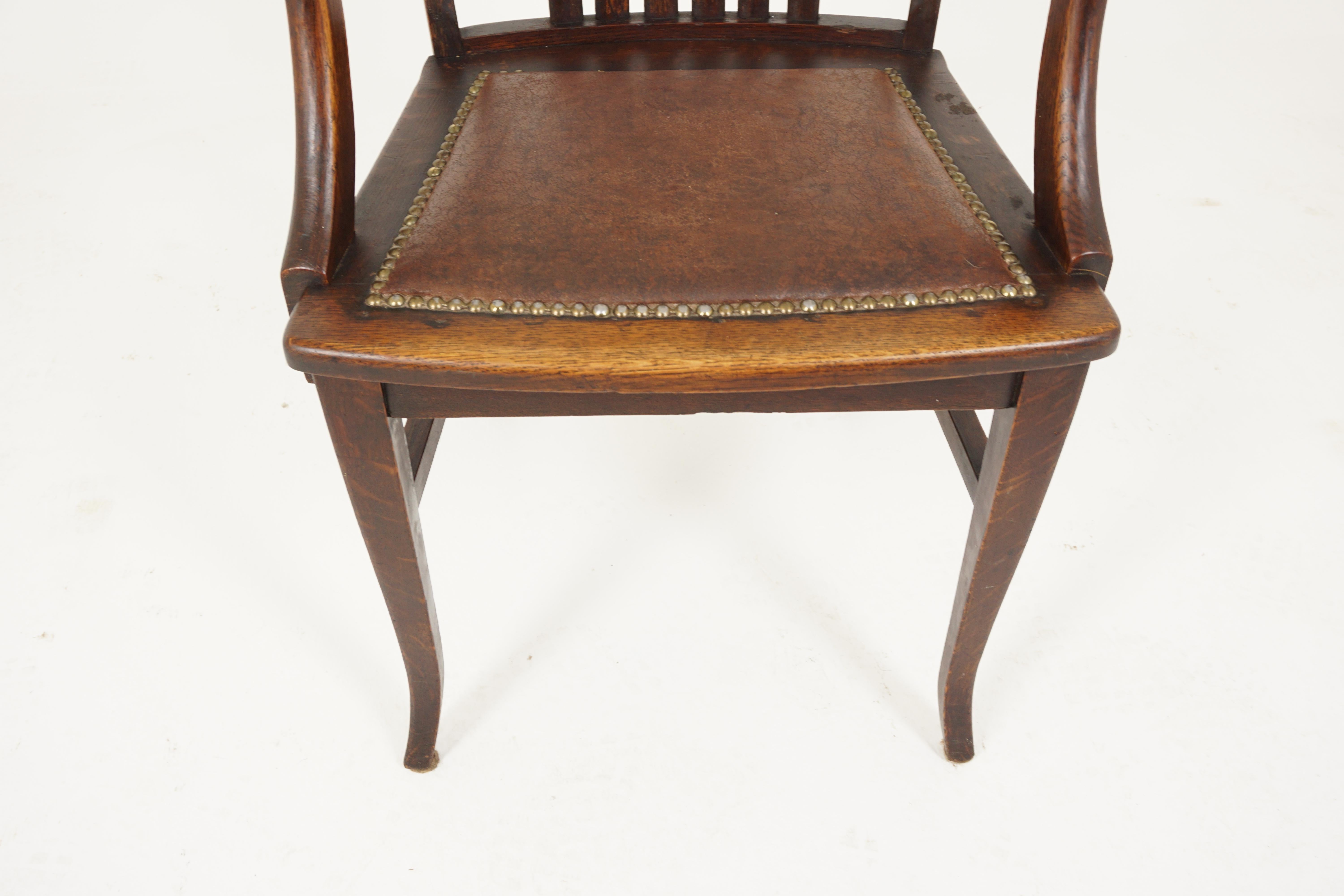 Early 20th Century Vintage Tiger Oak Arm Chair, Dining Chair, America, 1920