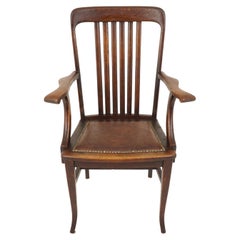 Vintage Tiger Oak Arm Chair, Dining Chair, America, 1920