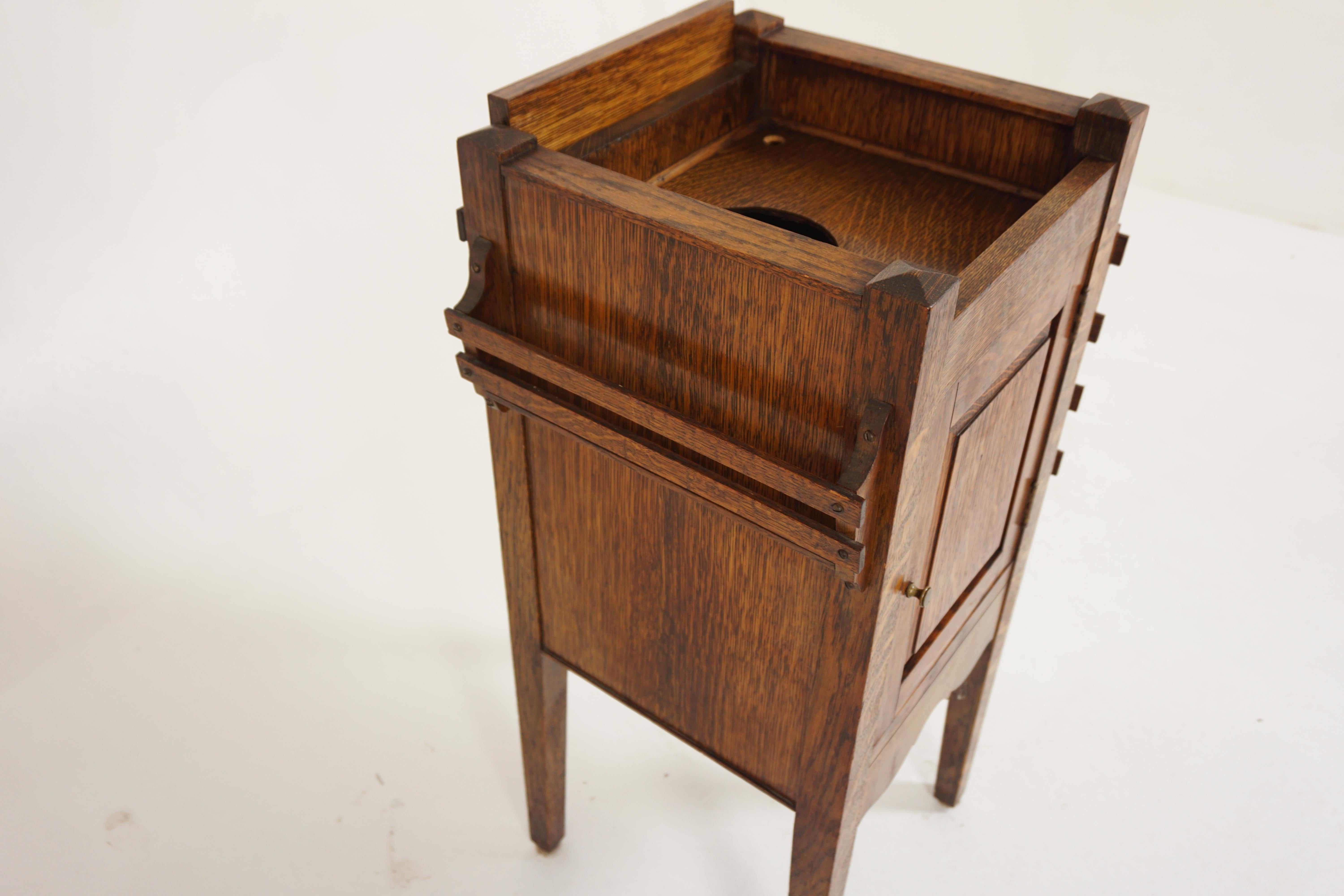Early 20th Century Vintage Tiger Oak Arts and Craft Smothers Stand Cabinet, Scotland 1910, B2897