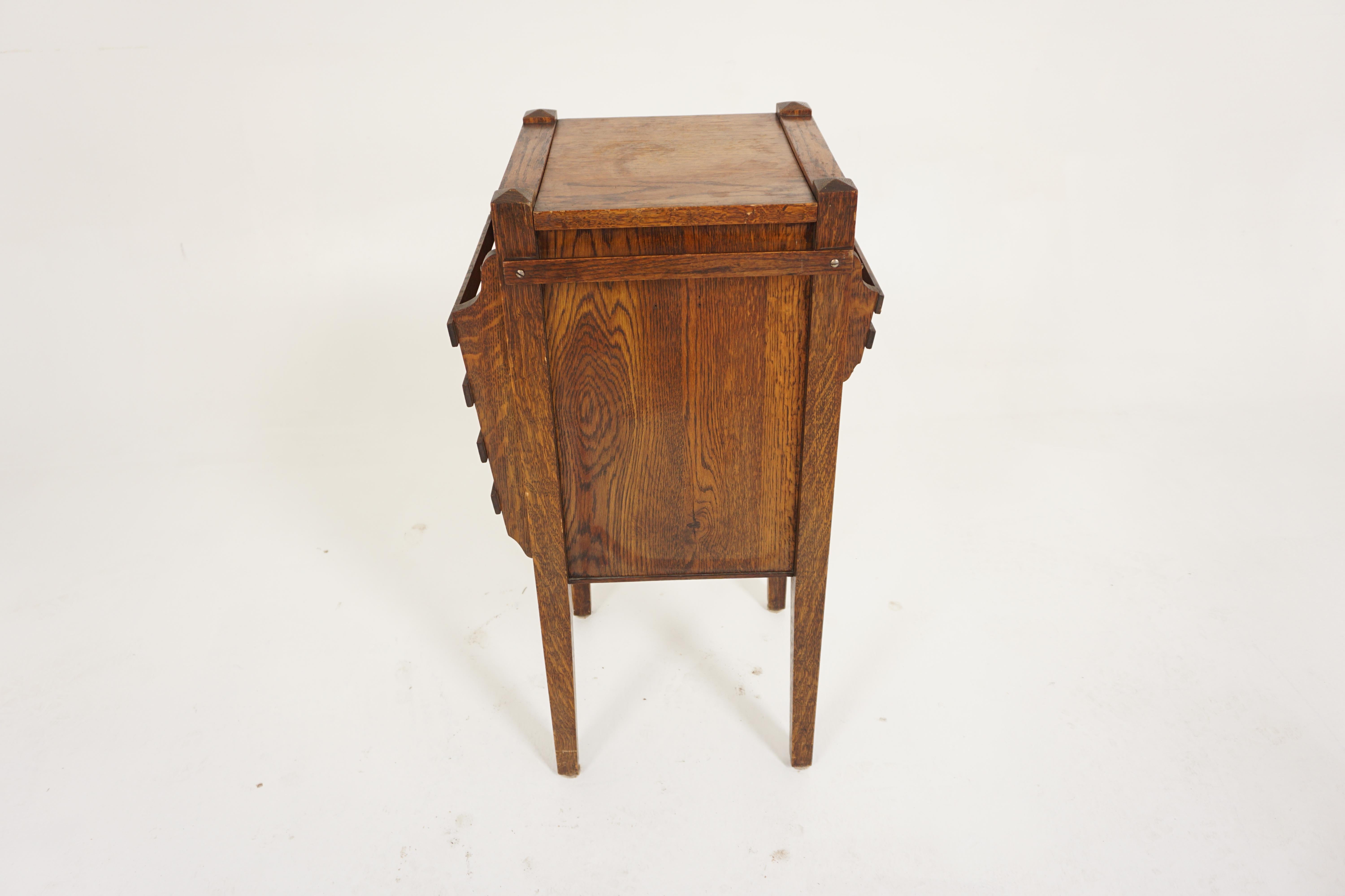 Vintage Tiger Oak Arts and Craft Smothers Stand Cabinet, Scotland 1910, B2897 1