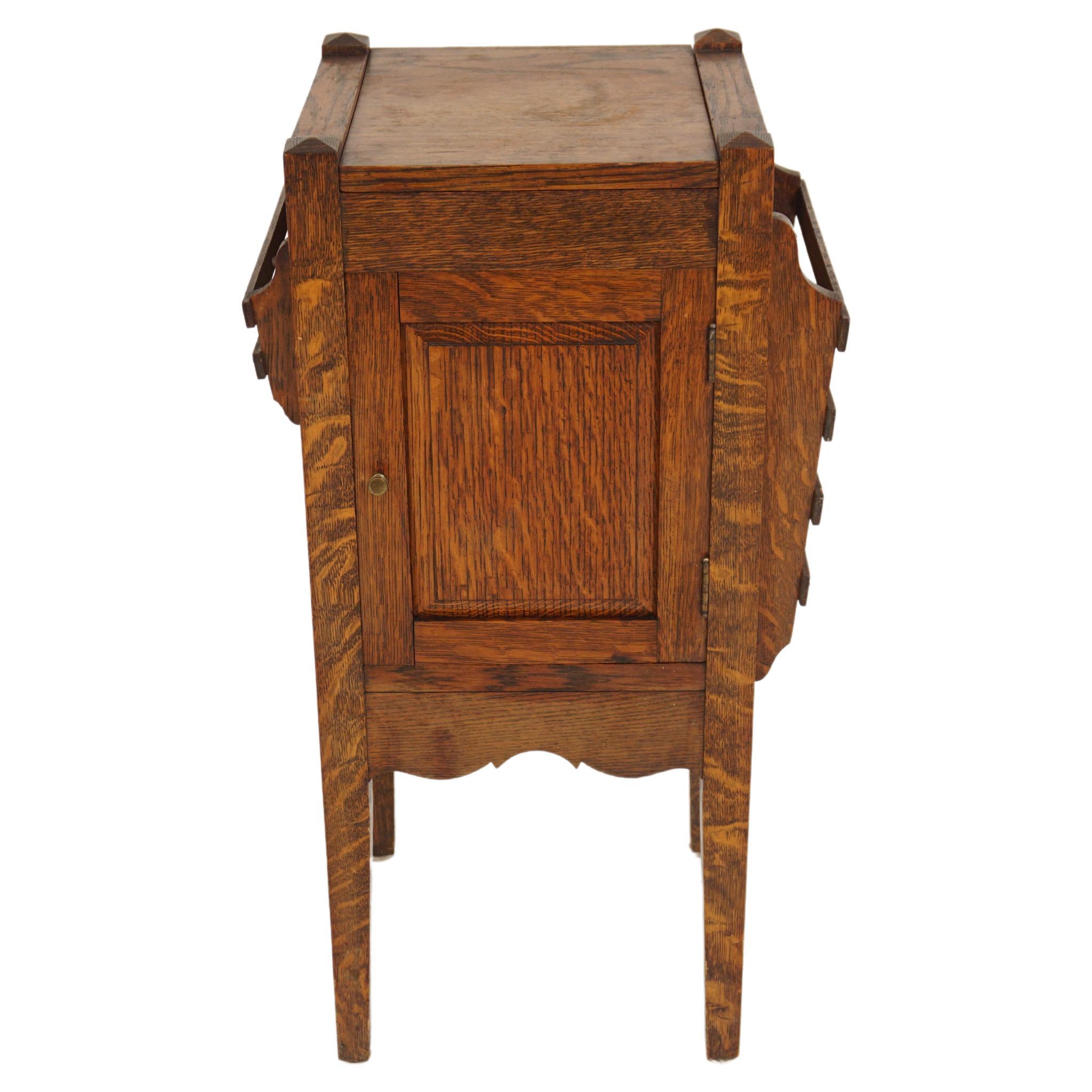 Vintage Tiger Oak Arts and Craft Smothers Stand Cabinet, Scotland 1910, B2897