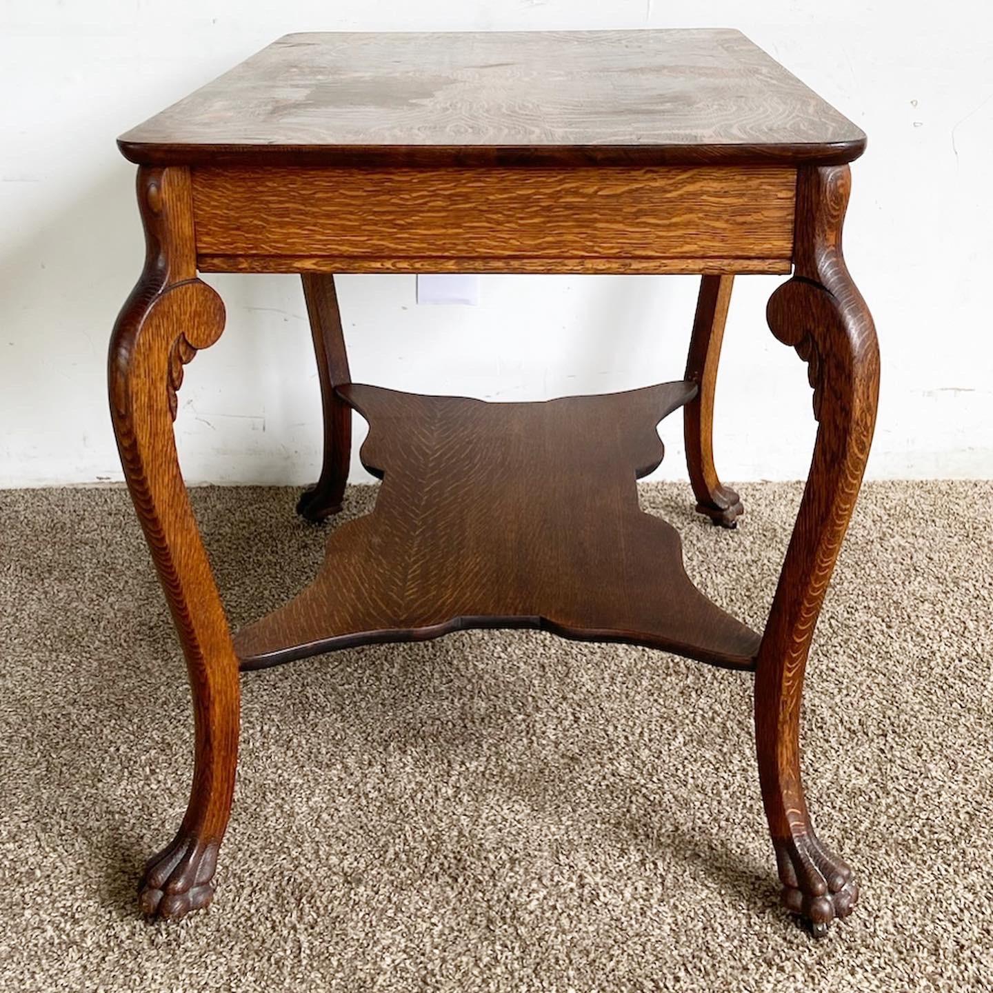 American Vintage Tiger Oak Console Table/Desk For Sale