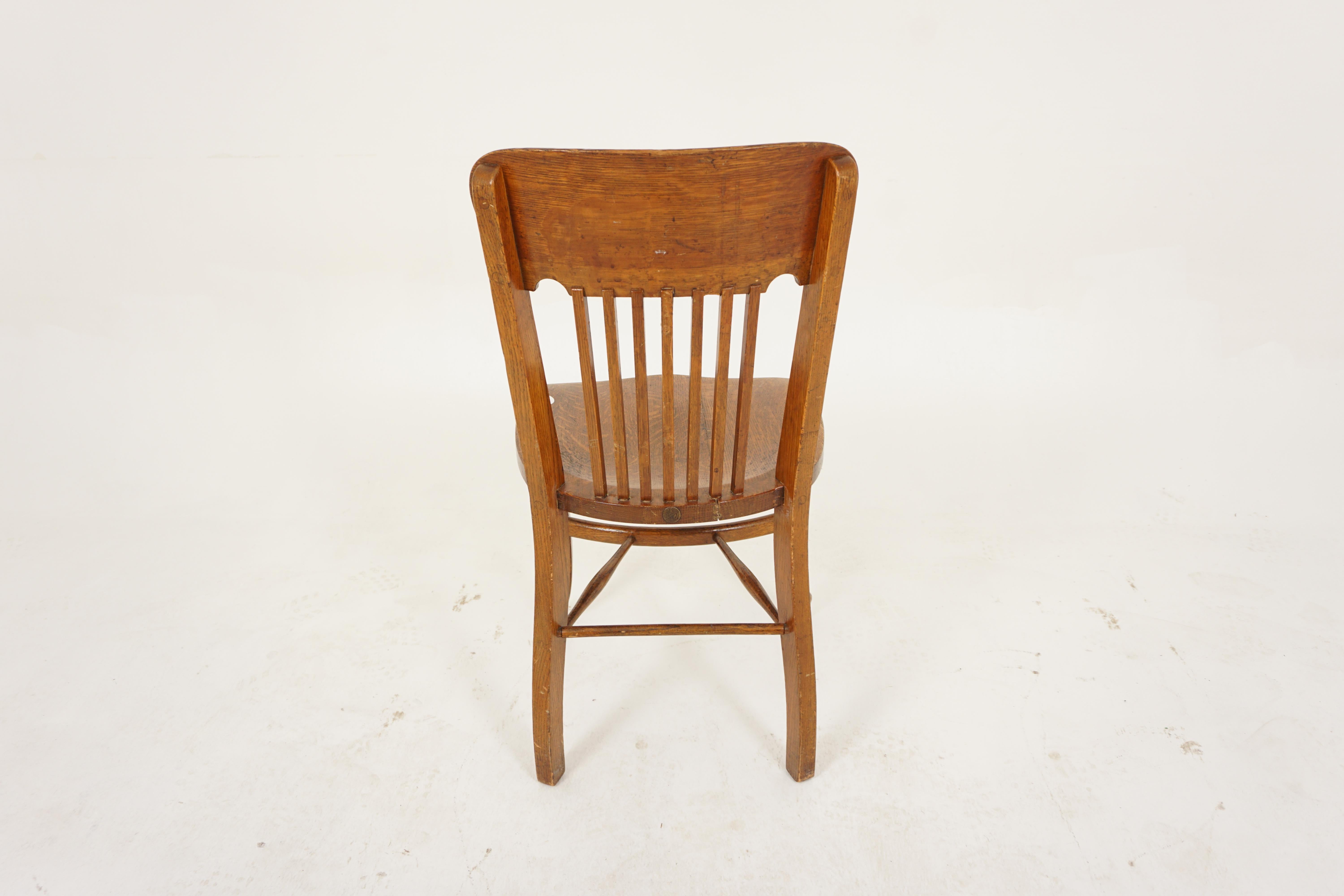 Vintage Tiger Oak Office Chair, American 1920 1