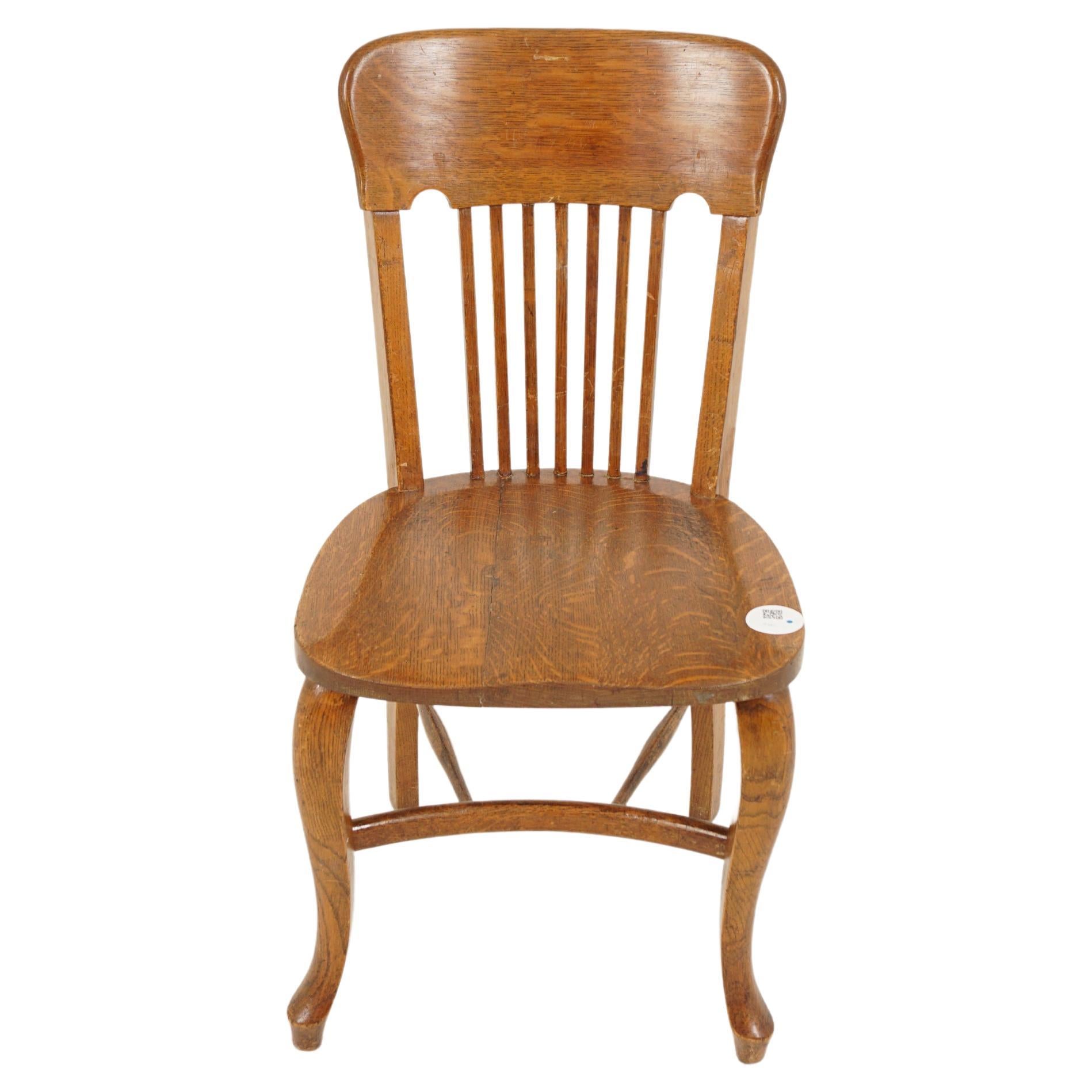 Vintage Tiger Oak Office Chair, American 1920