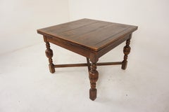 Vintage Tiger Oak Refectory, Draw Leaf, Pull Out Table, Scotland 1920, H899