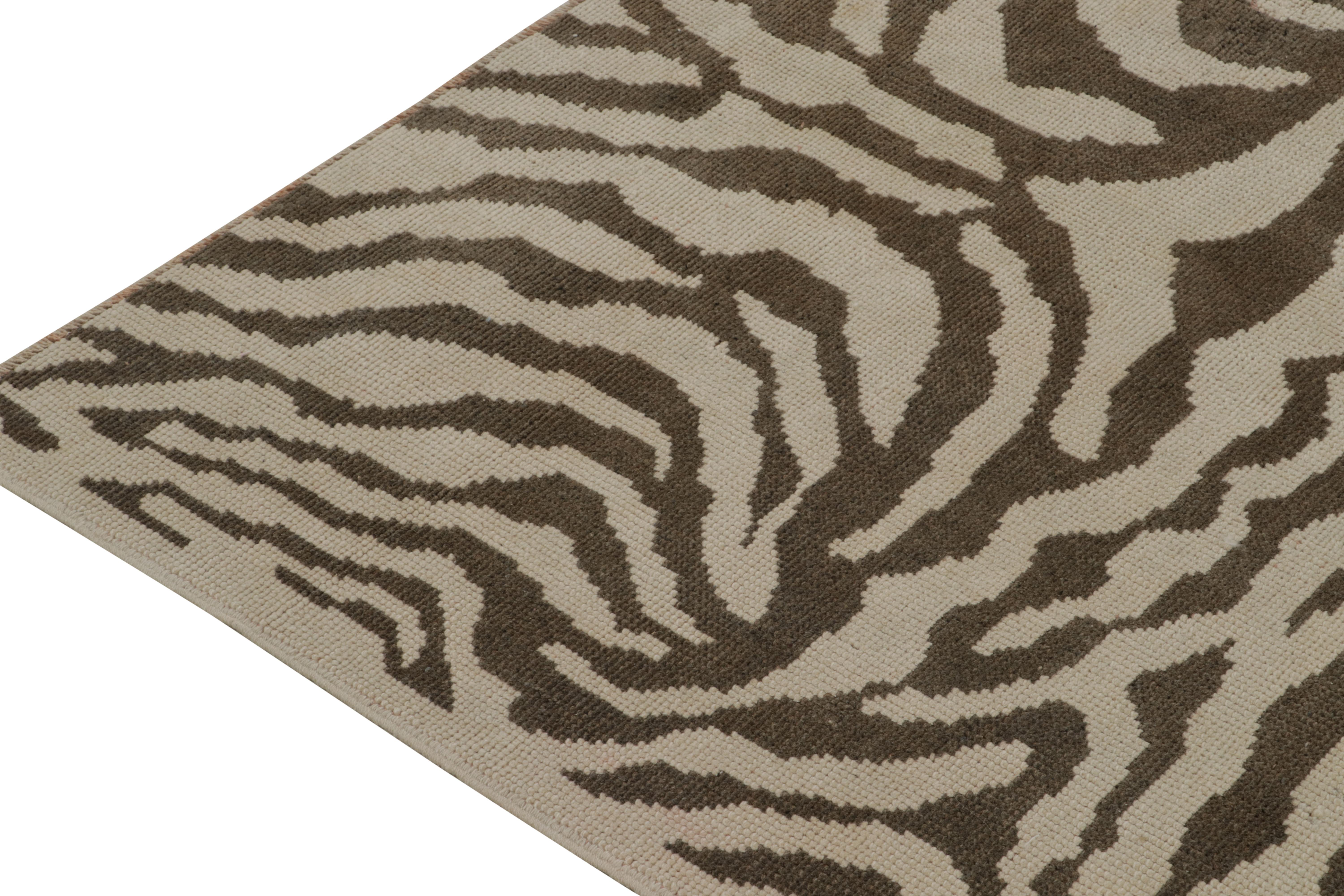 Hand-Knotted Vintage Tiger Skin Style Rug in Taupe with Brown Pattern, by Rug & Kilim For Sale