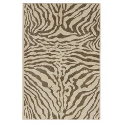 Vintage Tiger Skin Style Rug in Taupe with Brown Pattern, by Rug & Kilim