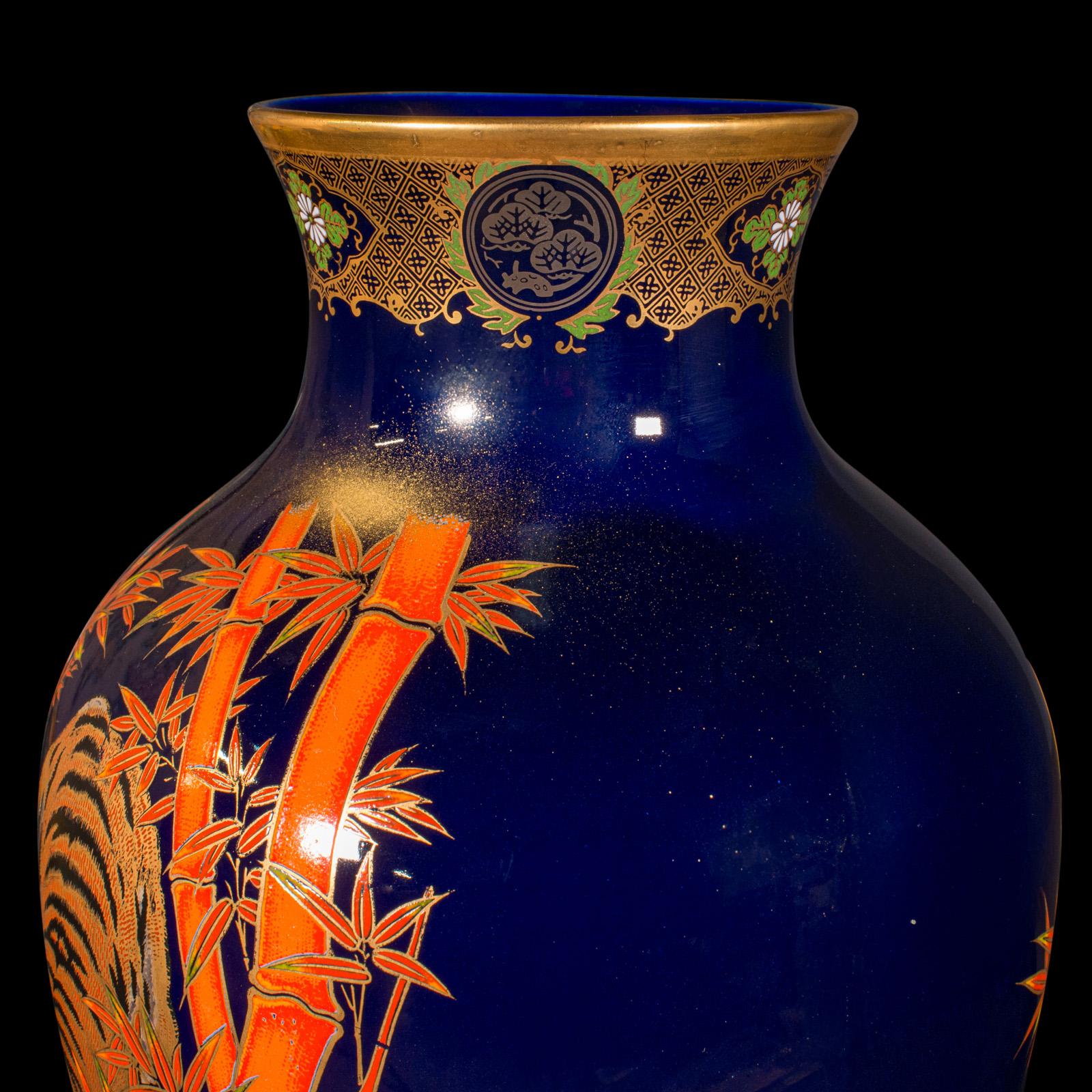 Vintage Tiger Vase, Chinese, Blue Lacquer Ceramic Baluster Urn, Oriental, C.1980 For Sale 6