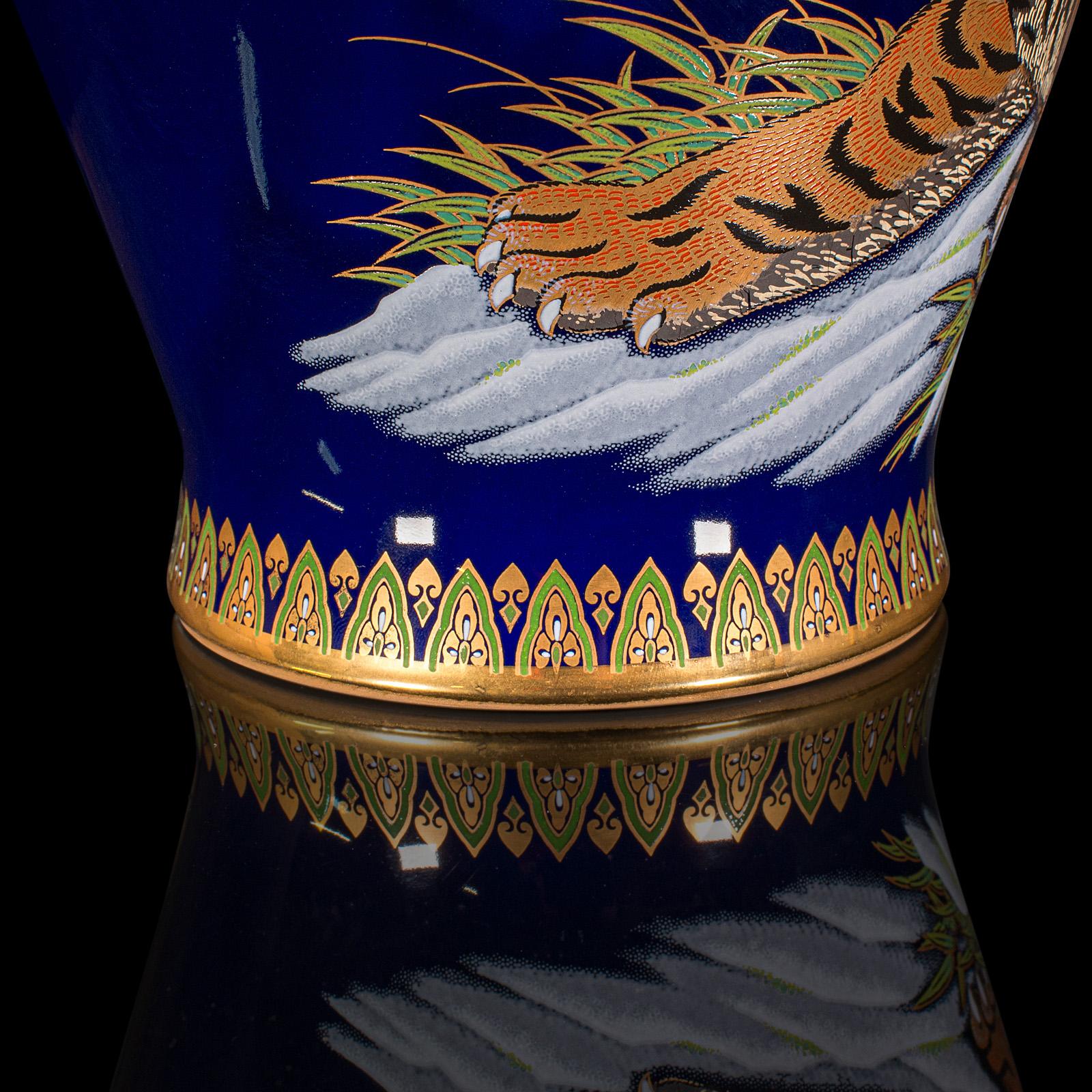 Vintage Tiger Vase, Chinese, Blue Lacquer Ceramic Baluster Urn, Oriental, C.1980 For Sale 7