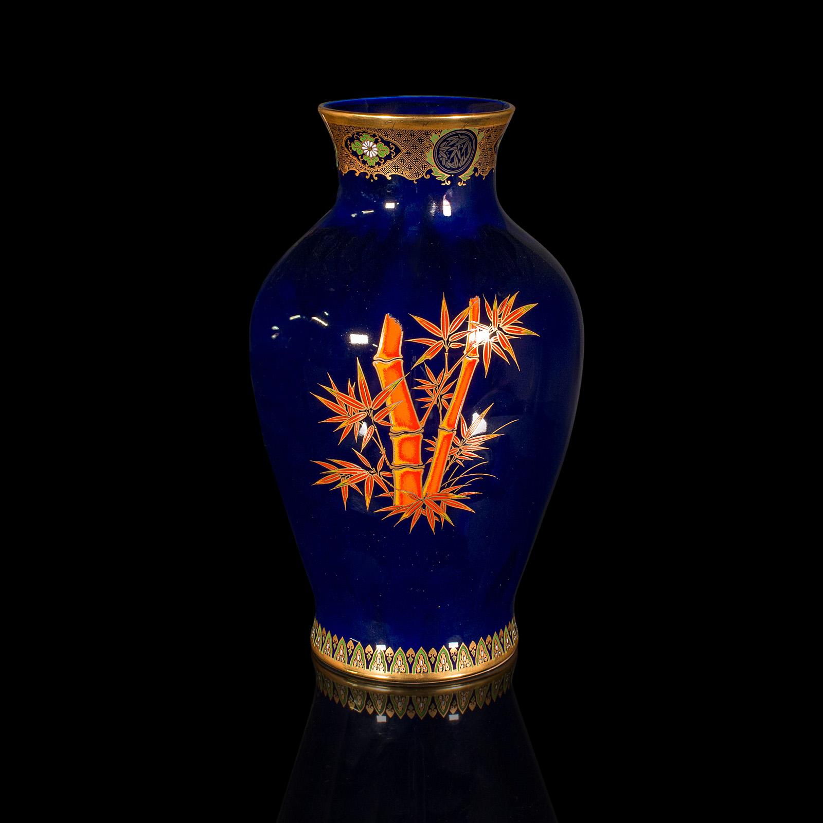 Vintage Tigervase, chinesische, blau lackierte Keramik-Baluster-Urne, orientalisch, um 1980 (Chinesisch) im Angebot