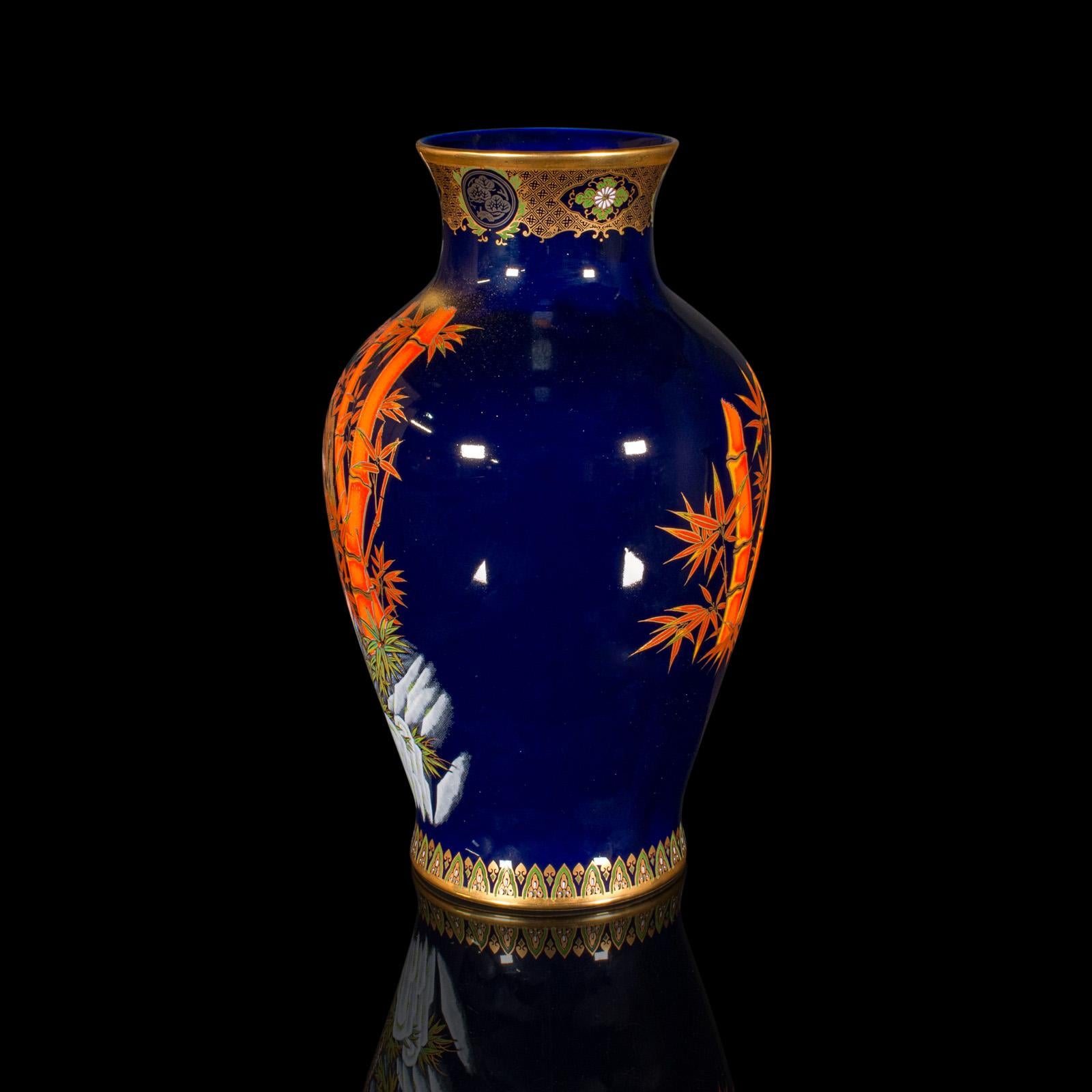 20th Century Vintage Tiger Vase, Chinese, Blue Lacquer Ceramic Baluster Urn, Oriental, C.1980 For Sale