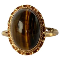 Retro Tigers Eye and 9 Carat Gold Ring