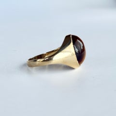 Anillo de sello vintage de ojo de tigre y oro de 9 quilates