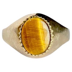 Retro Tigers Eye and 9 Carat Gold Signet Ring