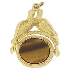 Used Tigers Eye and Onyx Fob Pendant