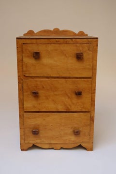 Vintage Tigers Eye Maple Three Drawer Jewelry Box / Miniature Chest